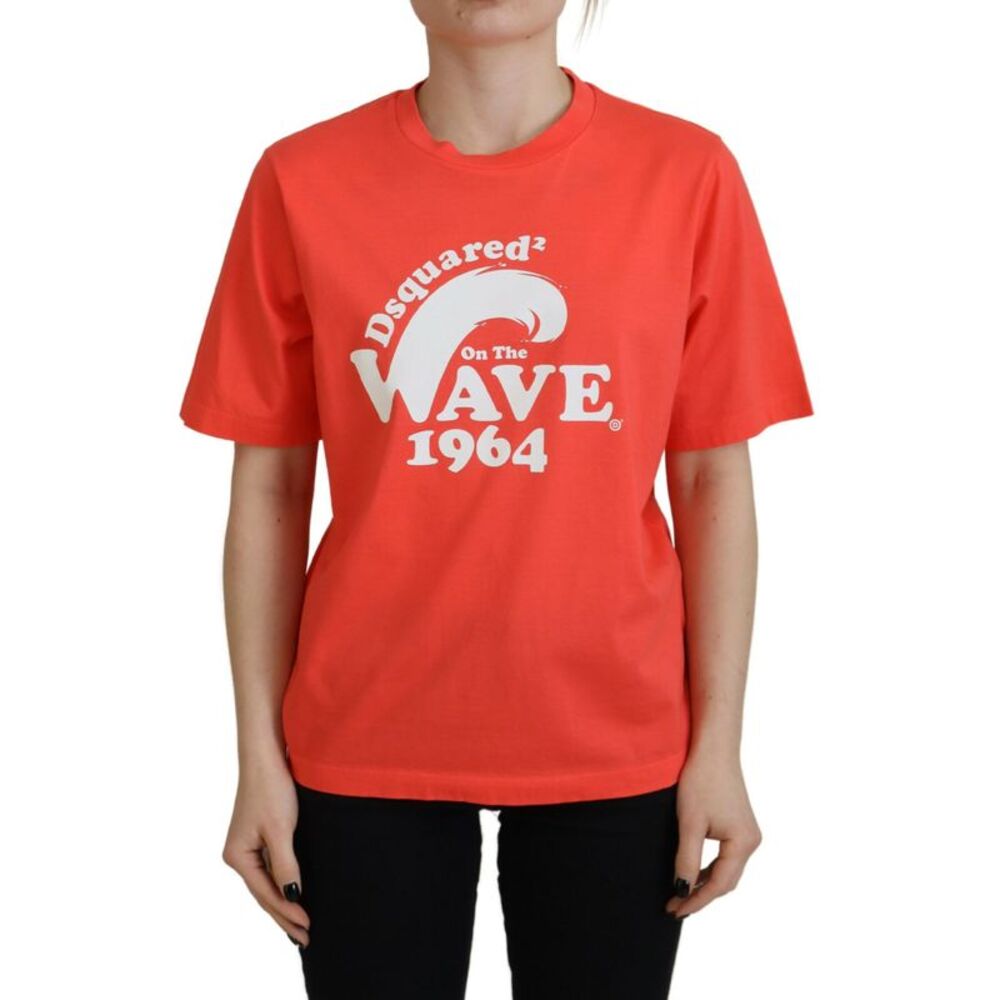 Dsquared² Orange Logo Cotton Crewneck Short Sleeve Women's T-shirt